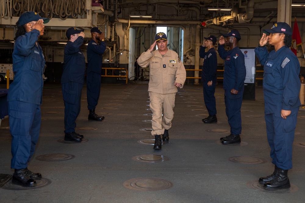 Rear Adm. Joseph Cahill visits USS Iwo Jima