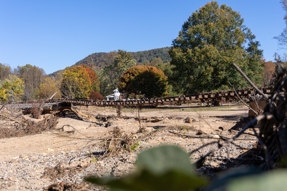 Damaged Infrastructure in Old Fort After Hurricane Helene