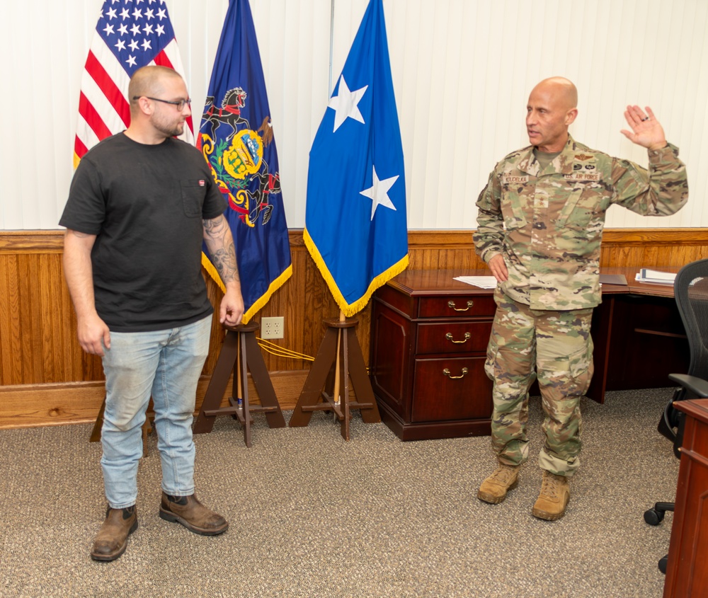 Pa. Department of Military and Veterans Affairs employee enlists in the Pa. Air National Guard