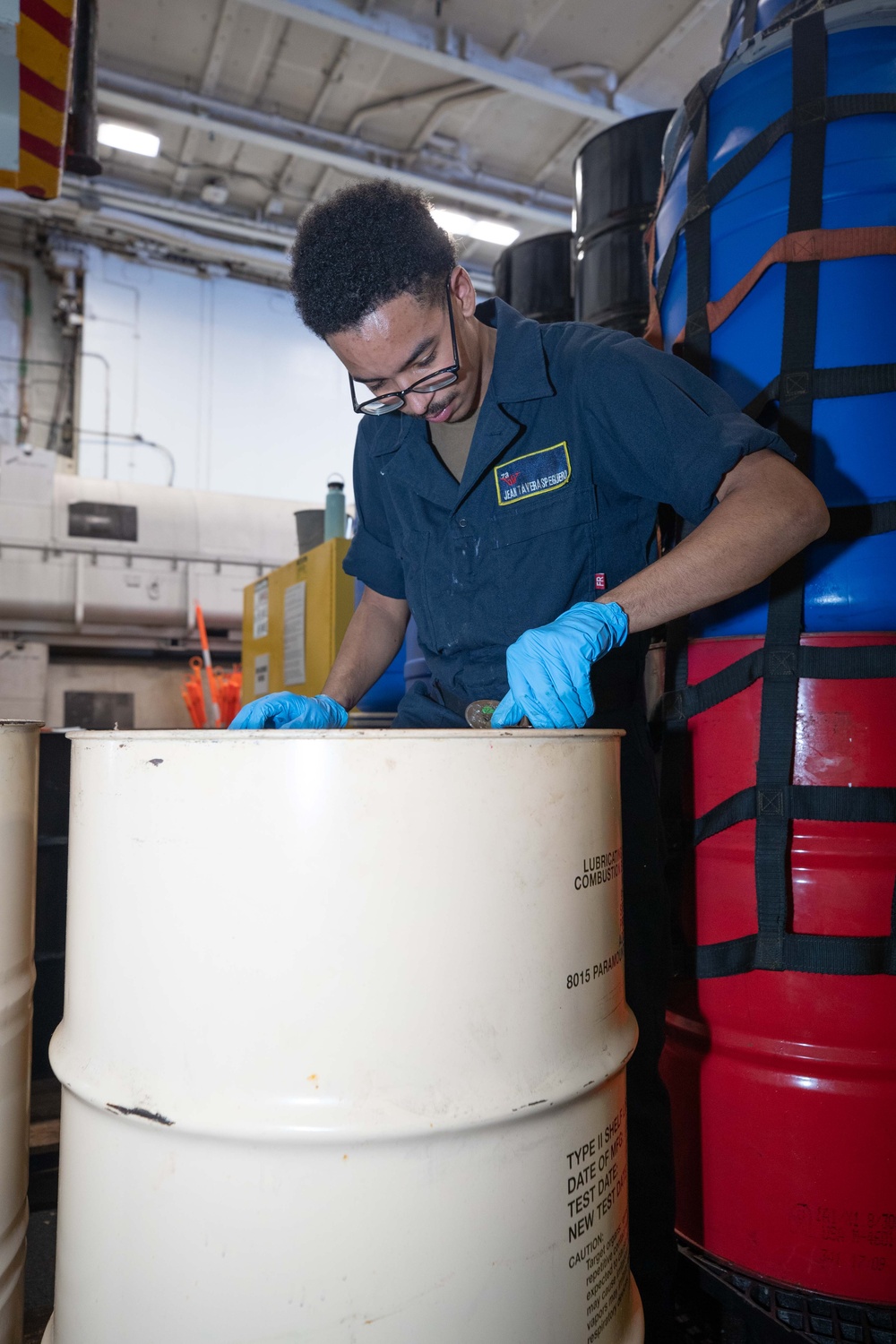 USS George Washington Sailors secure hazardous material