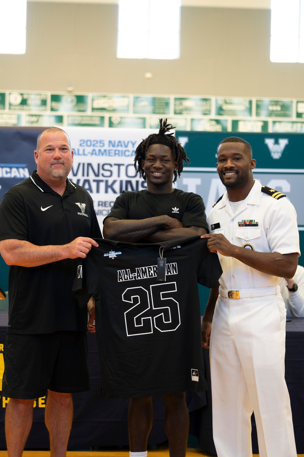 NTAG Miami Presents Wilson Watkins, Jr. with 2025 Navy All-American Bowl Jersey