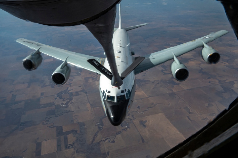 Fairchild AFB KC-135 Stratotanker refuels a WC-135 Constant Phoenix