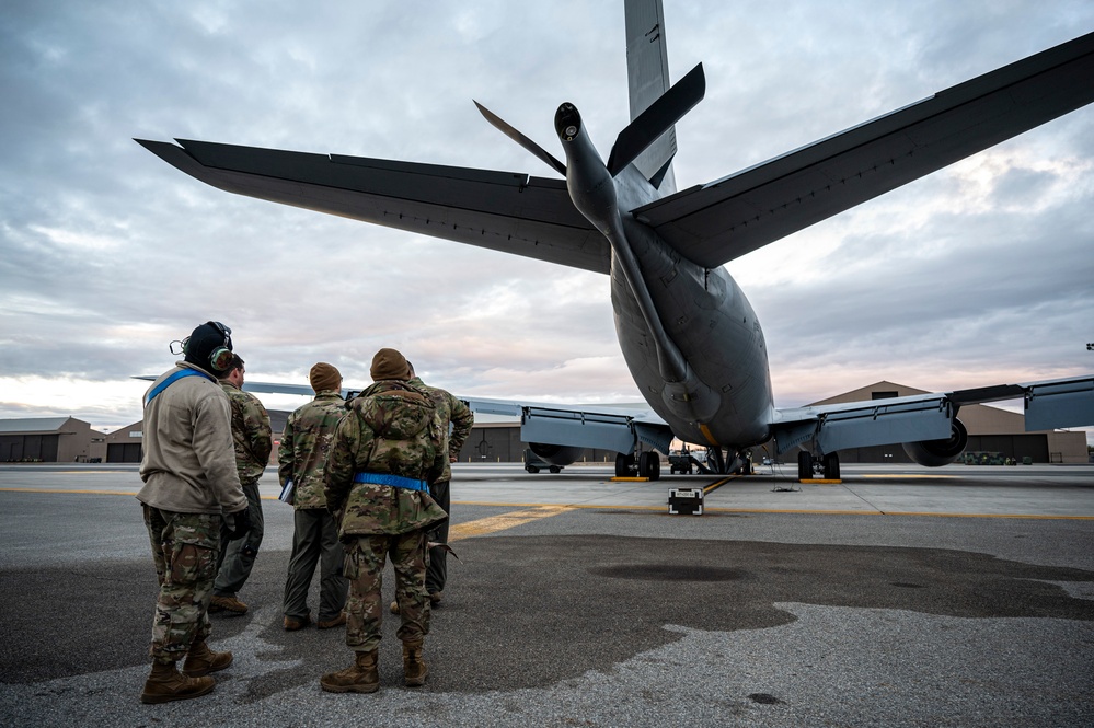 Fairchild AFB KC-135 Stratotanker refuels a WC-135 Constant Phoenix