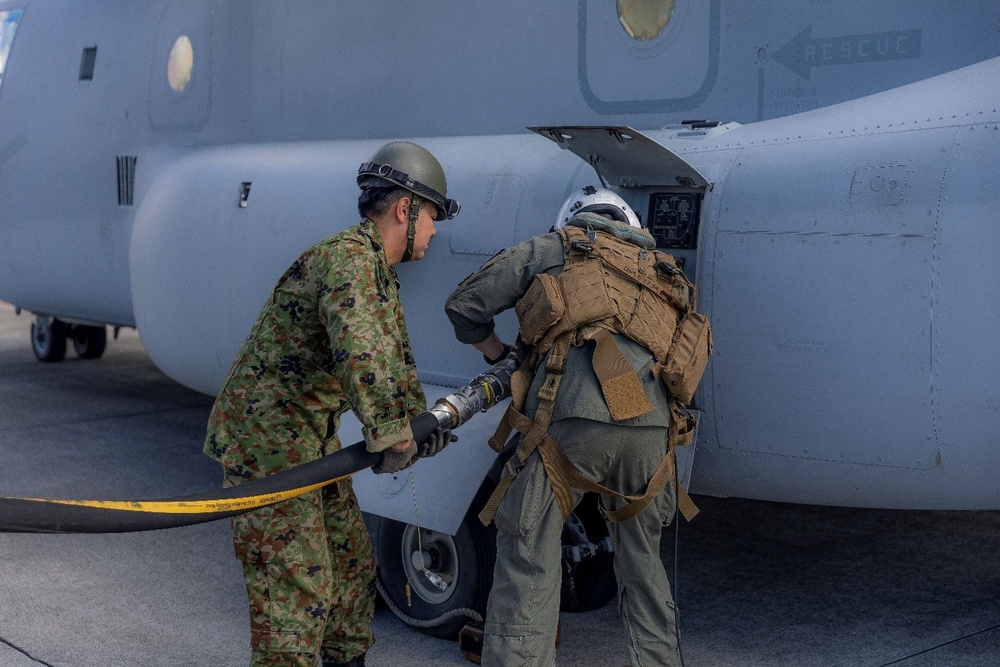 KS25 | U.S. Marines, JGSDF refuel MV-22B Ospreys at Camp Takayabaru