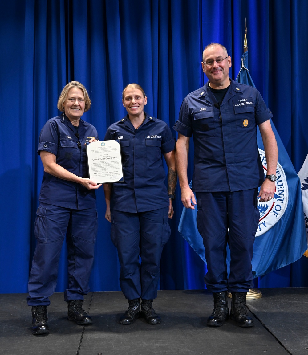 Commandant and Master Chief Petty Officer of the Coast Guard discuss service culture with crews in the greater Miami area