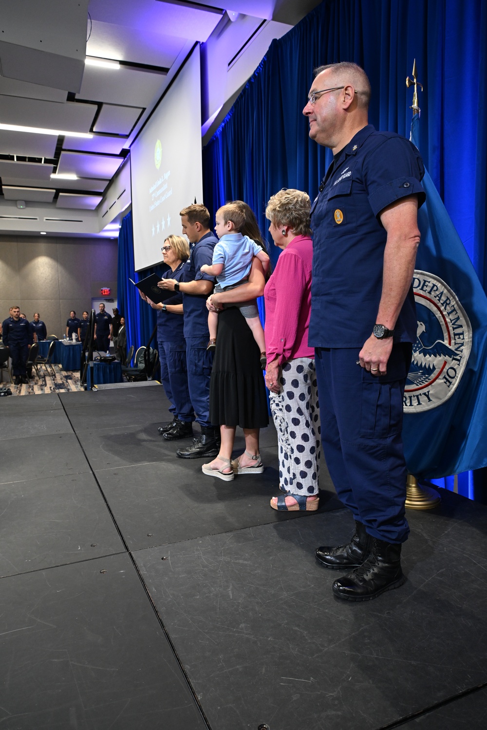 Commandant and Master Chief Petty Officer of the Coast Guard discuss service culture with crews in the greater Miami area