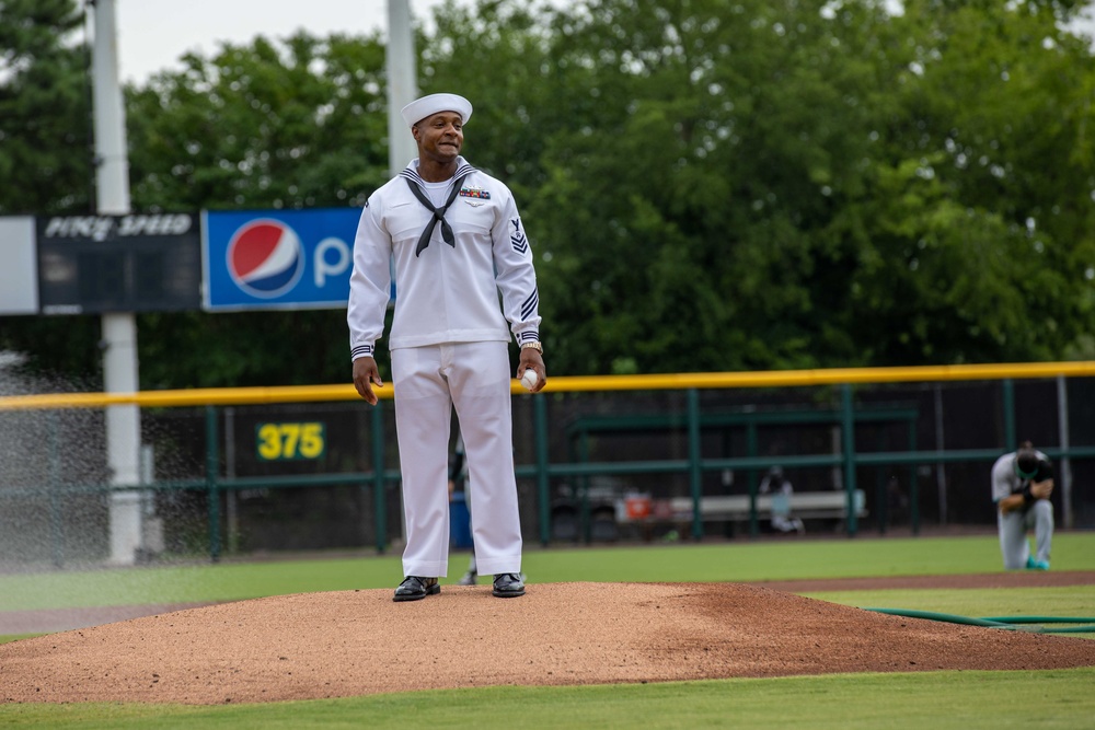 USS George H.W. Bush (CVN 77) Attends Norfolk Tides Baseball Game