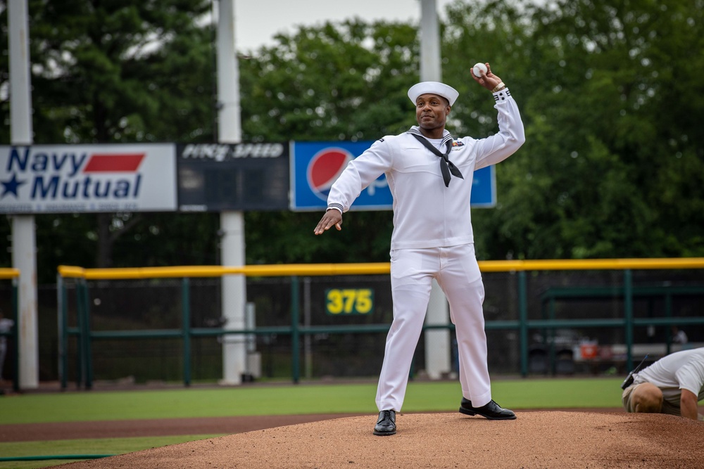 USS George H.W. Bush (CVN 77) Attends Norfolk Tides Baseball Game