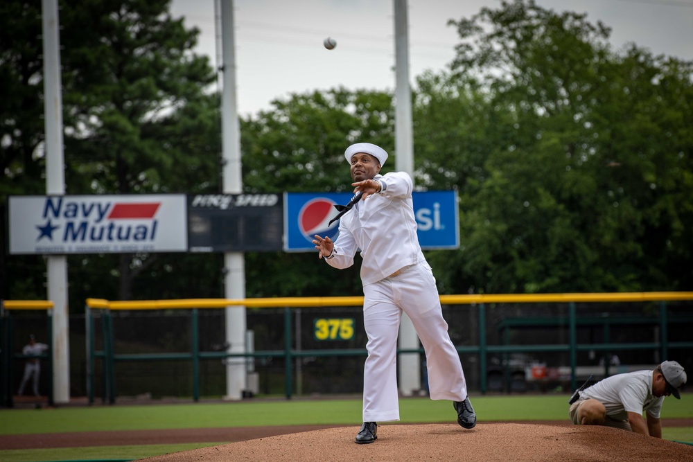 USS George H.W. Bush (CVN 77) Attends Norfolk Tides Baseball Game