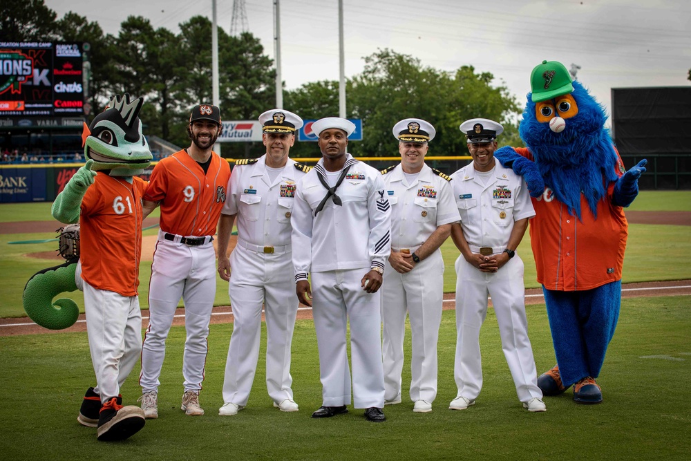 USS George H.W. Bush (CVN 77) Attends Norfolk Tides Baseball Game