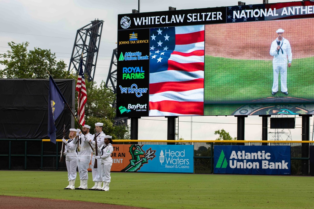 USS George H.W. Bush (CVN 77) Attends Norfolk Tides Baseball Game