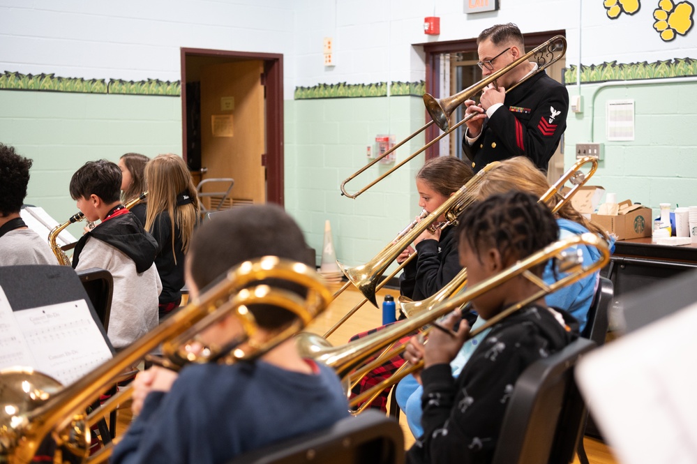 U.S. Navy Band Commodores participate in school clinic at Paddy Hill Elementary