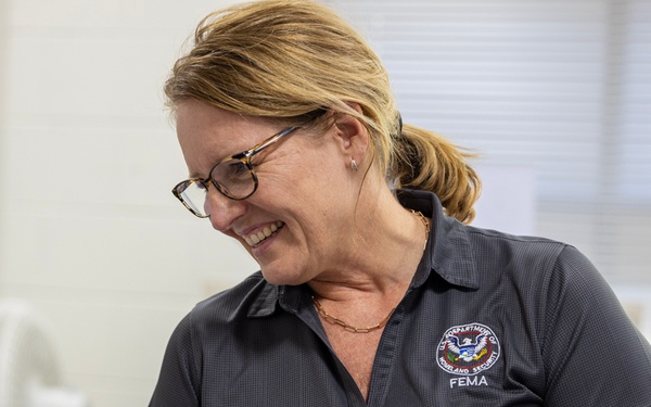 FEMA Administrator Deanne Criswell Visits with Disaster Survivors and FEMA-State and SBA Personnel at a Disaster Recovery Center on the campus of Aiken Technical College in Graniteville, SC.