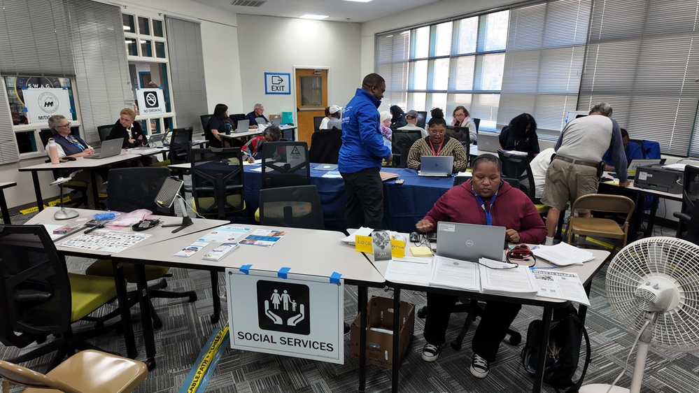 FEMA Administrator Deanne Criswell Visits with Disaster Survivors and FEMA-State and SBA Personnel at a Disaster Recovery Center on the campus of Aiken Technical College in Graniteville, SC.