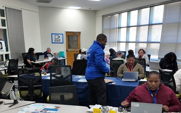 FEMA Administrator Deanne Criswell Visits with Disaster Survivors and FEMA-State and SBA Personnel at a Disaster Recovery Center on the campus of Aiken Technical College in Graniteville, SC.