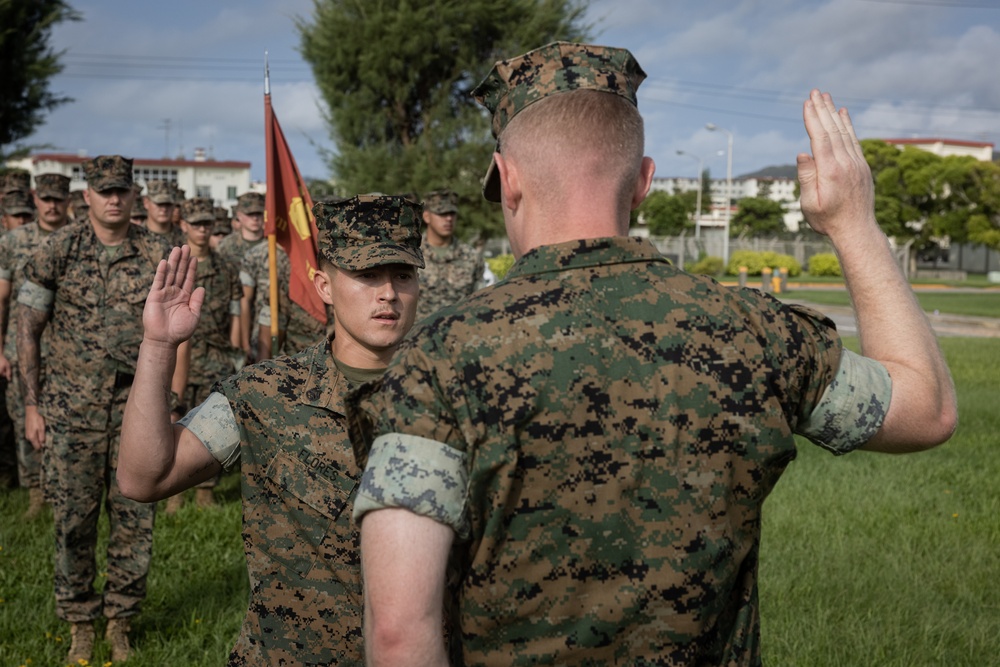 12th MLR Marine Enters the Staff Noncommissioned Officer Ranks and Reenlists