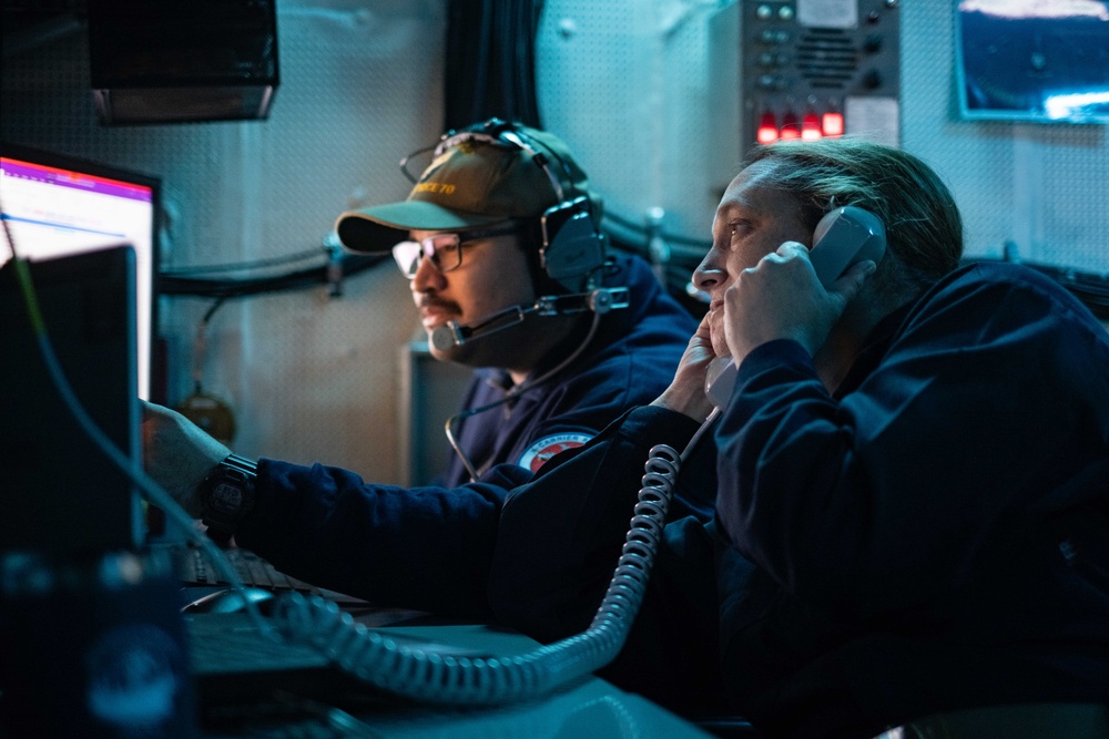 Commander, Task Force 70 (CTF 70) Sailors stand watch during Keen Sword 25