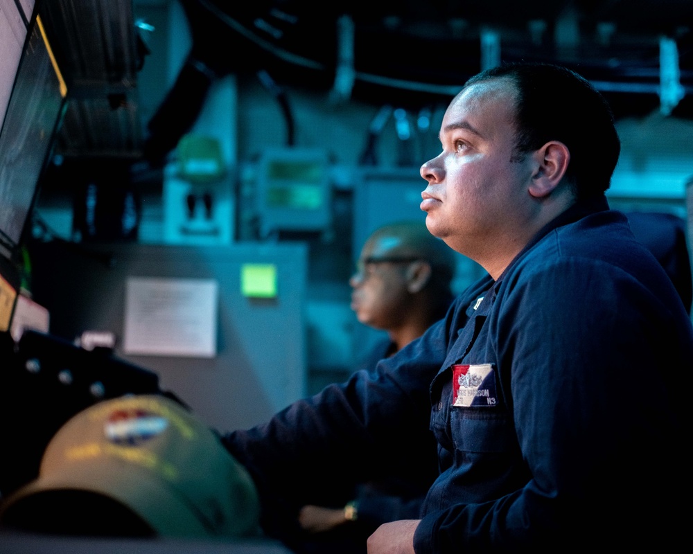 Commander, Task Force 70 (CTF 70) Sailors stand watch during Keen Sword 25