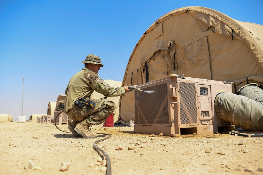 378th ECES Airmen Maintain HVAC Equipment