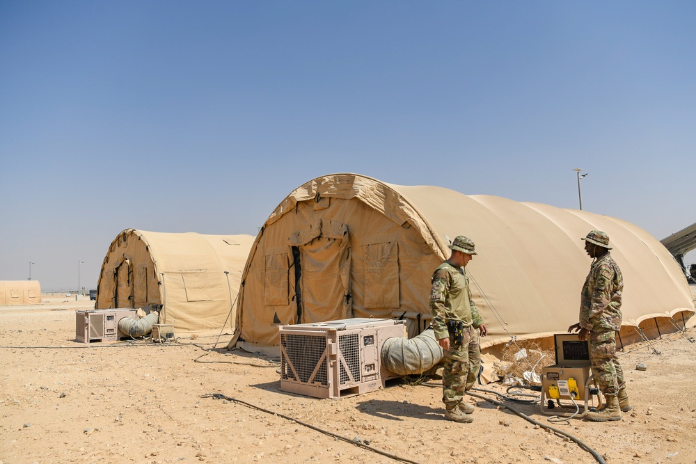 378th ECES Airmen Maintain HVAC Equipment