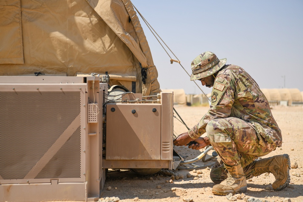 378th ECES Airmen Maintain HVAC Equipment