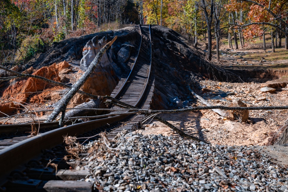 Damaged Infrastructure in Old Fort After Hurricane Helene