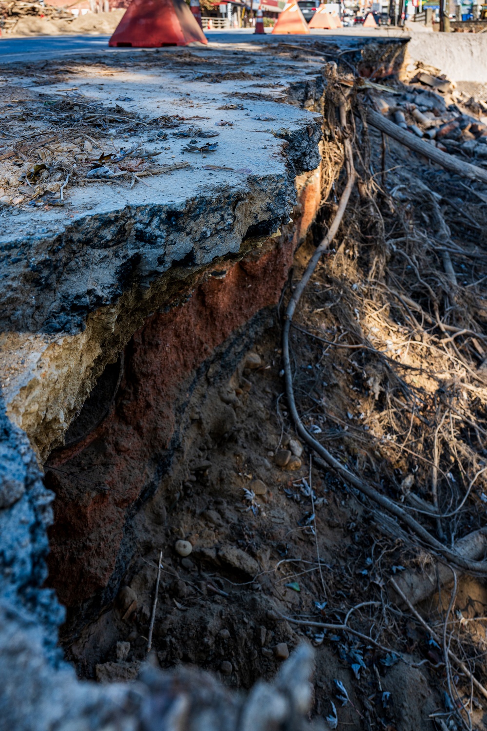 Severe Road Damage in Old Fort After Hurricane Helene