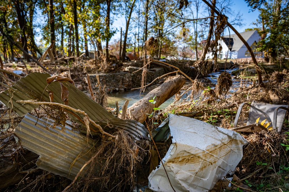 Construction debris shows extent of damage caused by Hurricane Helene