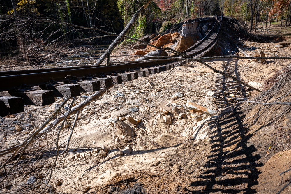 Railroad track damage in Old Fort Highlights Helene’s impact