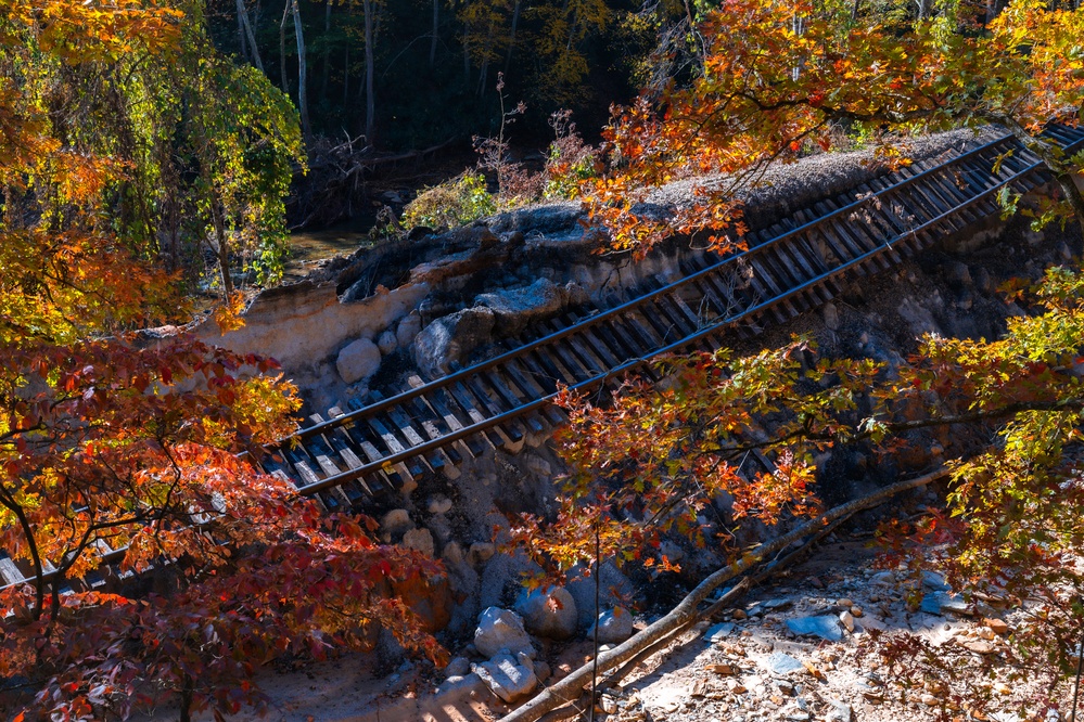 Railroad track damage in Old Fort Highlights Helene’s impact