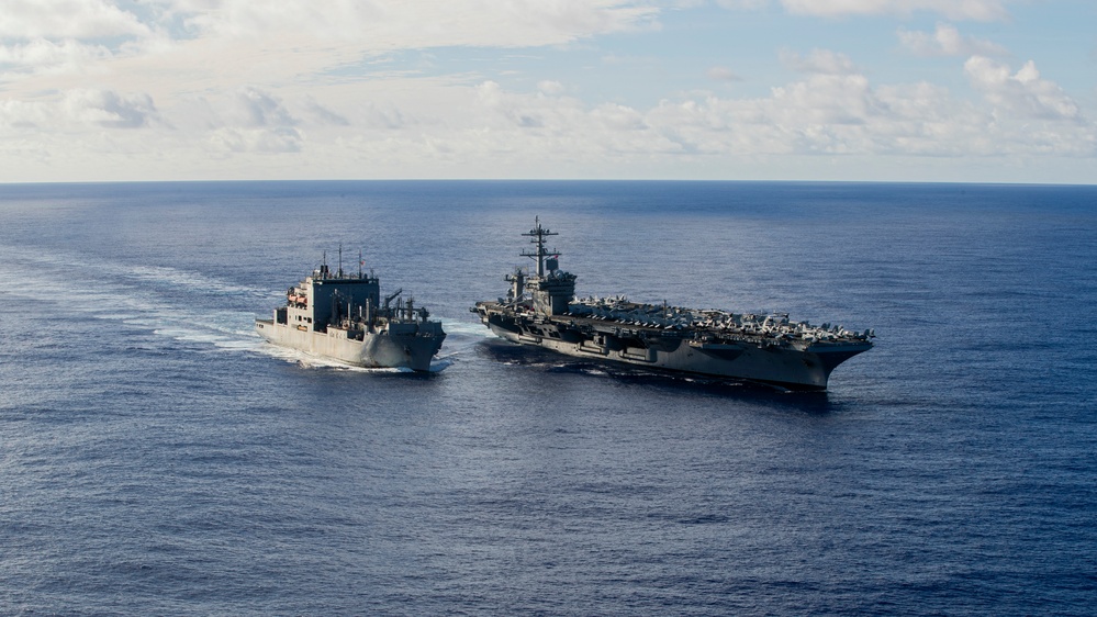 George Washington conducts replenishment-at-sea with USNS Cesar Chavez