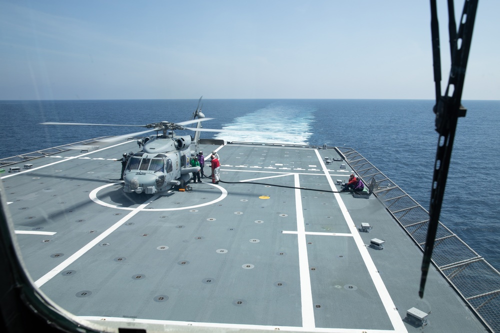 USS Omaha Conducts Flight Operations with HSM 35