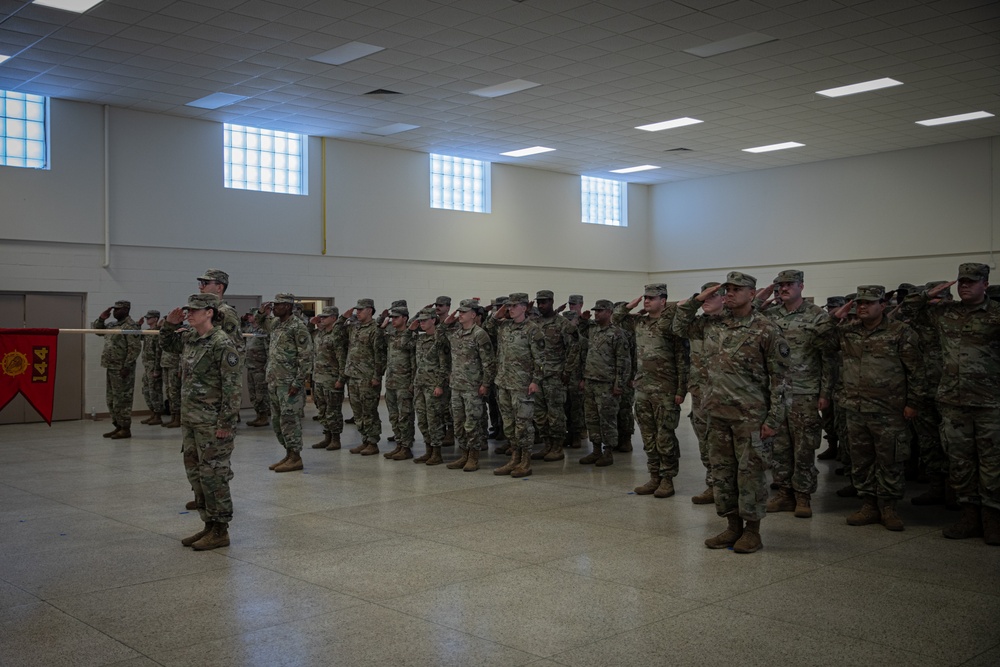 Florida Army National Guard Soldiers gather with loved ones for a farewell ceremony before departing for the Southwest Border.