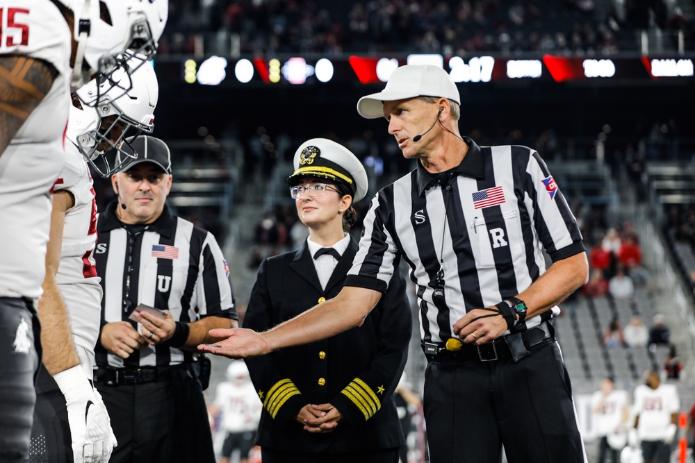 Navy Officer Kicks Off SDSU Football Game with Coin Toss