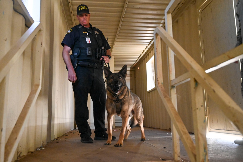 Sacramento County Sheriff's Office EOD Dogs Train at Beale AFB's Dragon Town