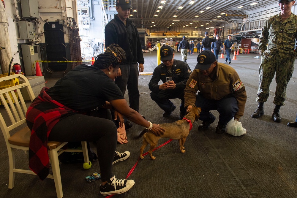 USS America (LHA 6) Visited by the American Red Cross Emotional Support Dogs