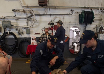 USS America (LHA 6) Visited by the American Red Cross Emotional Support Dogs