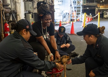 USS America (LHA 6) Visited by the American Red Cross Emotional Support Dogs