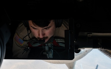 KC-135 refuels U.S. Navy Fighters in U.S. Central Command