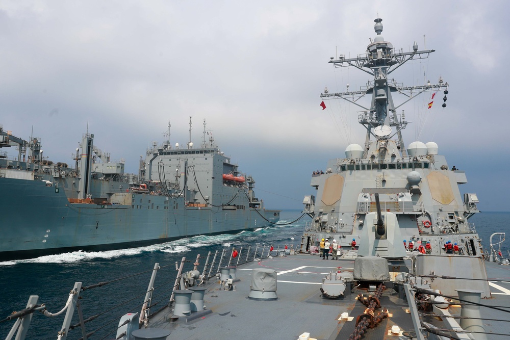 Michael Murphy conducts a replenishment-at-sea