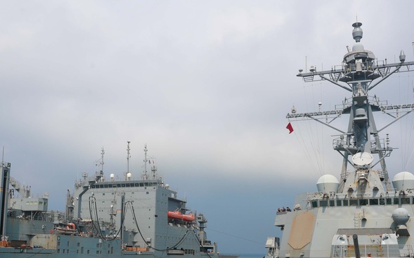 Michael Murphy conducts a replenishment-at-sea