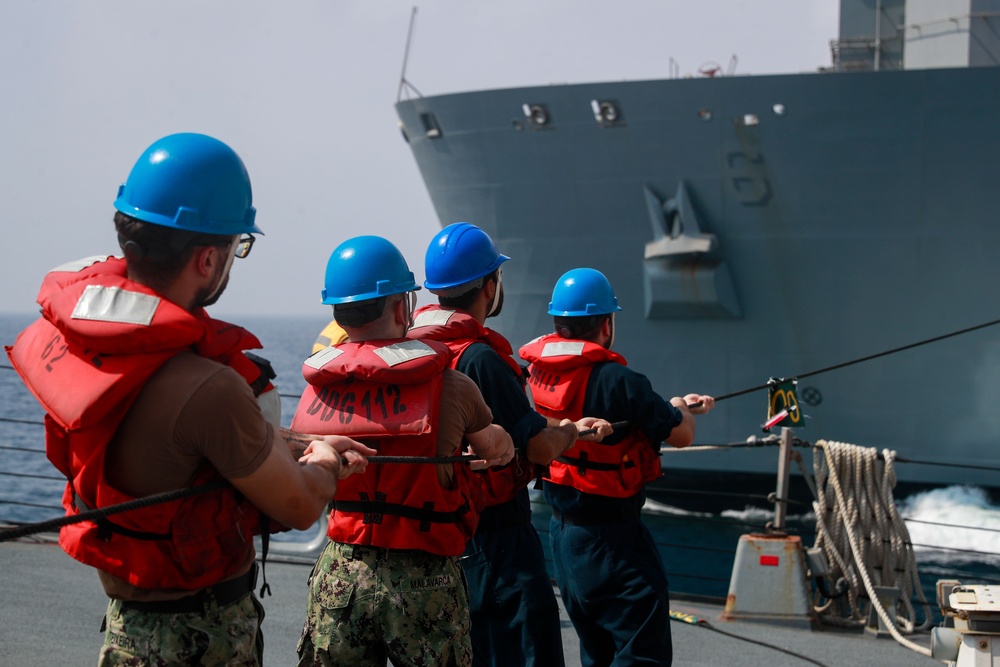 Michael Murphy conducts a replenishment-at-sea