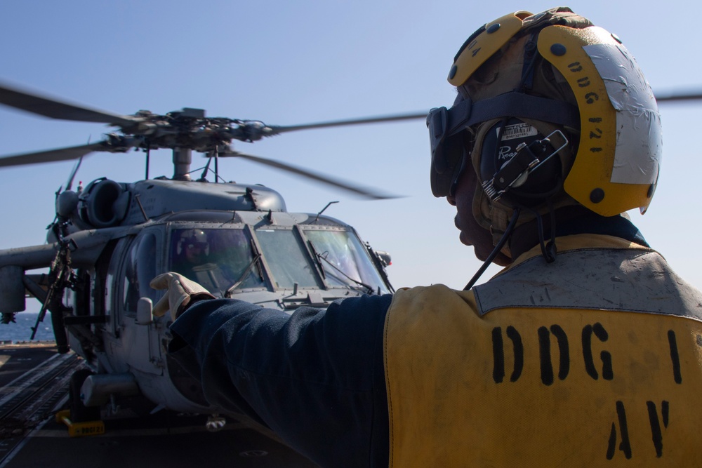 Frank E. Petersen Jr. conducts flight quarters