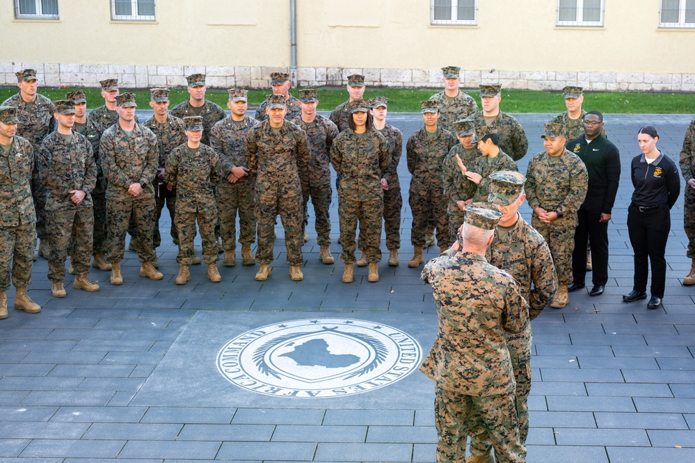 Commandant of the Marine Corps General Eric Smith visits with USAFRICOM and General Michael Langley on 28 Oct 2024 in Stuttgart Germany.