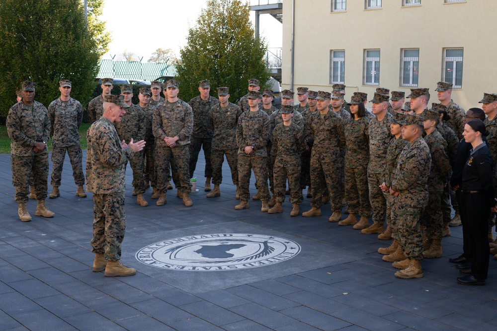 Commandant of the Marine Corps General Eric Smith visits with USAFRICOM and General Michael Langley on 28 Oct 2024 in Stuttgart Germany.