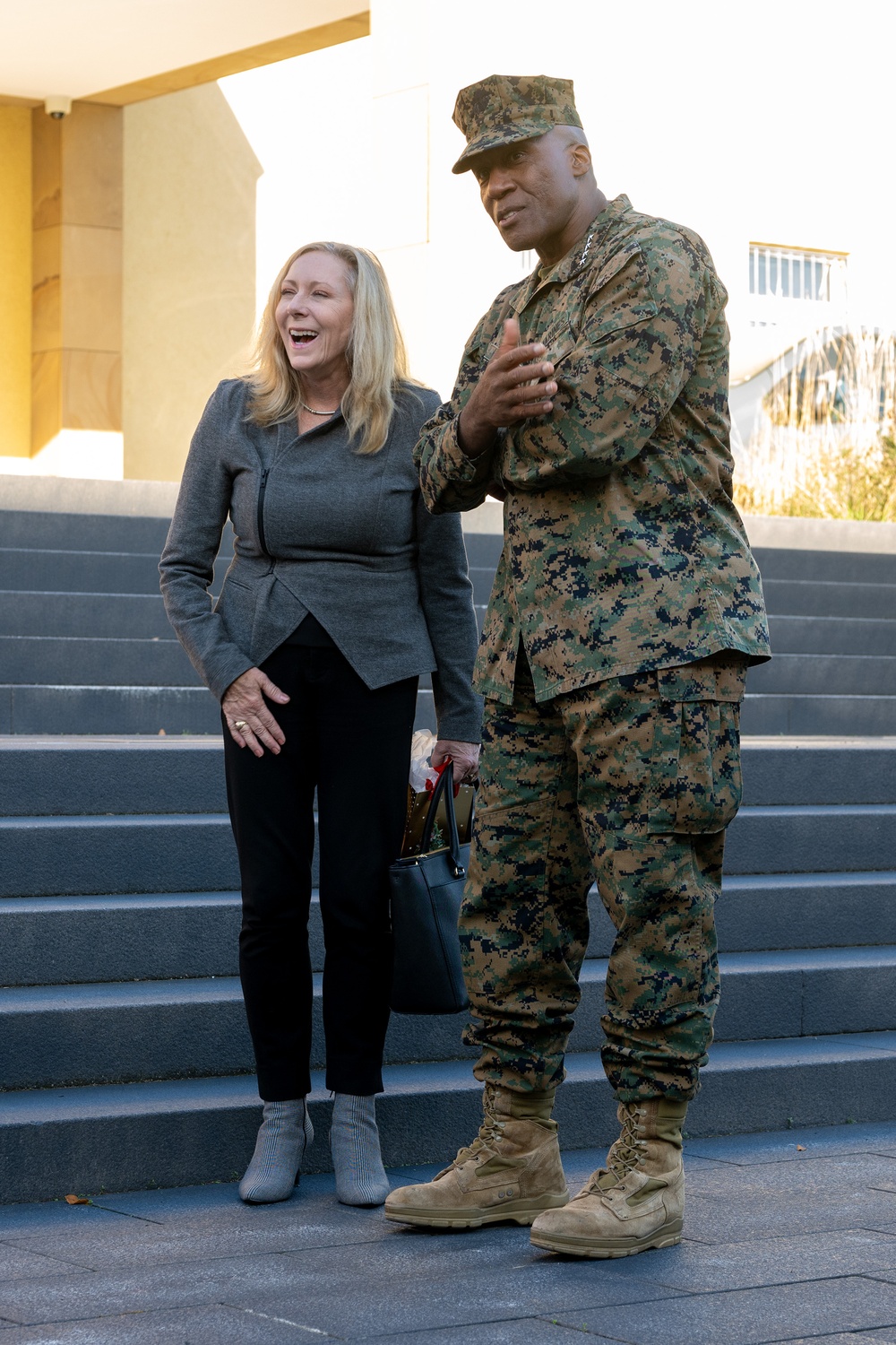 Commandant of the Marine Corps General Eric Smith visits with USAFRICOM and General Michael Langley on 28 Oct 2024 in Stuttgart Germany.