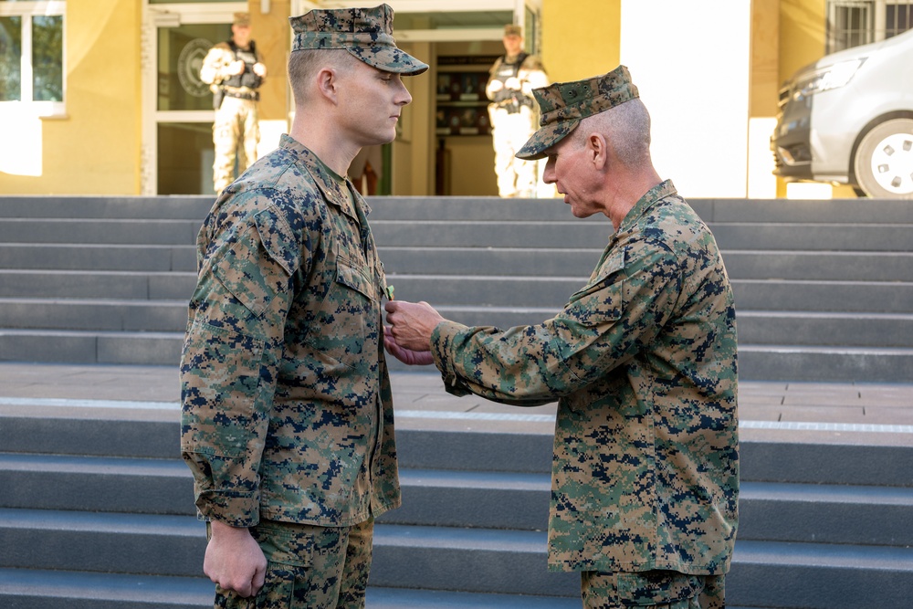 Commandant of the Marine Corps General Eric Smith visits with USAFRICOM and General Michael Langley on 28 Oct 2024 in Stuttgart Germany.