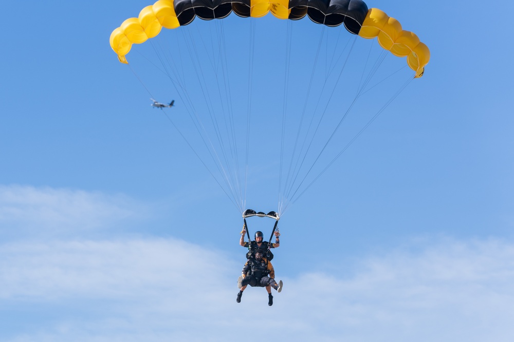 U.S. Army Golden Knights skydive onto Galveston Island