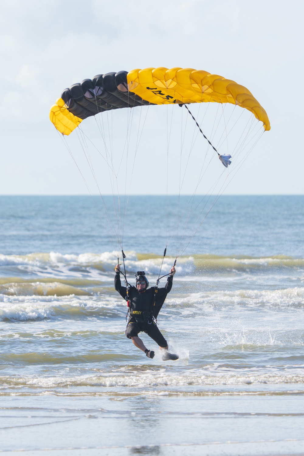 U.S. Army Golden Knights skydive onto Galveston Island