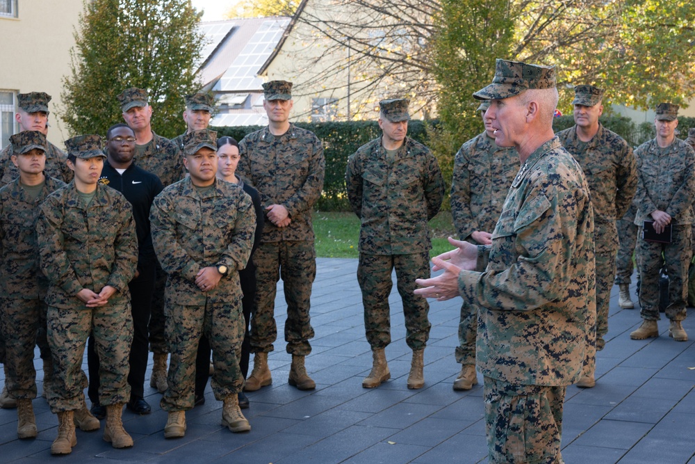 Commandant of the Marine Corps General Eric Smith visits with USAFRICOM and General Michael Langley on 28 Oct 2024 in Stuttgart Germany.